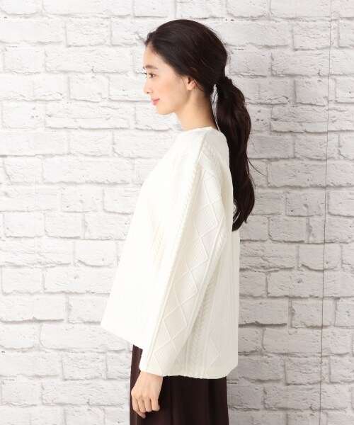 LEPSIM（レプシィム）の「ケーブルフクレワイドプルオーバー（トップス・オフ/チャコールグレー/カーキ/ダークネイビー）」の9枚目の写真