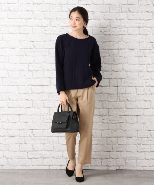 LEPSIM（レプシィム）の「ケーブルフクレワイドプルオーバー（トップス・オフ/チャコールグレー/カーキ/ダークネイビー）」の8枚目の写真