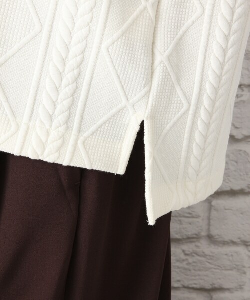 LEPSIM（レプシィム）の「ケーブルフクレワイドプルオーバー（トップス・オフ/チャコールグレー/カーキ/ダークネイビー）」の14枚目の写真