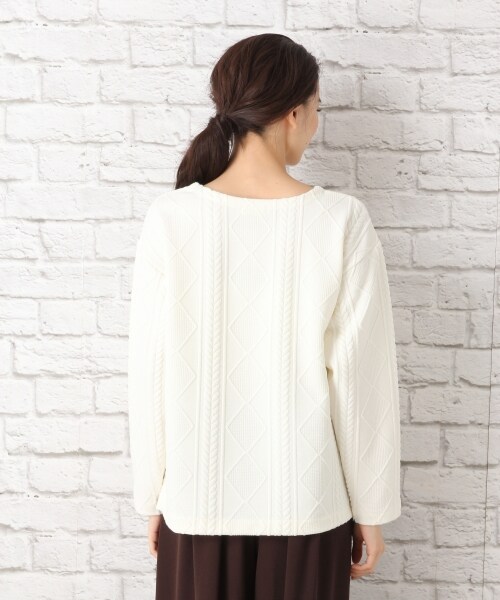 LEPSIM（レプシィム）の「ケーブルフクレワイドプルオーバー（トップス・オフ/チャコールグレー/カーキ/ダークネイビー）」の10枚目の写真