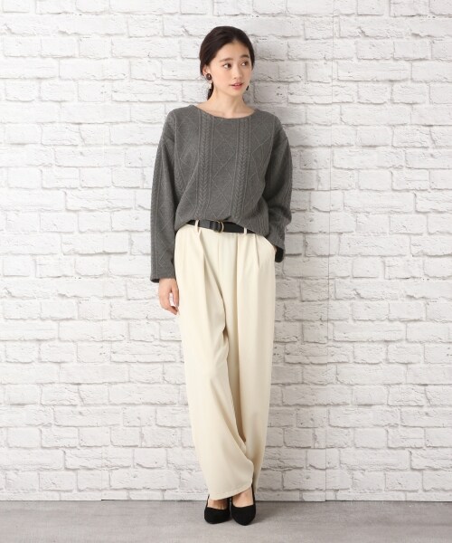 LEPSIM（レプシィム）の「ケーブルフクレワイドプルオーバー（トップス・オフ/チャコールグレー/カーキ/ダークネイビー）」の6枚目の写真