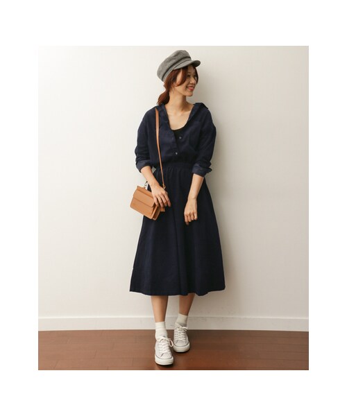 URBAN RESEARCH DOORS（アーバンリサーチドアーズ）の「【予約】コーデュロイシャツワンピース（ワンピース/ドレス・レディース・CAMEL/NAVY/BROWN・one）」の8枚目の写真