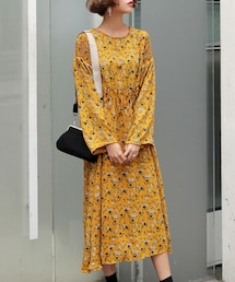 DHOLIC | フラワーパターンスモックワンピース(ワンピース)