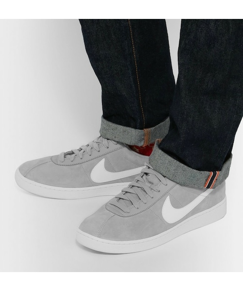 NIKE(ナイキ)の「Nike Bruin Leather-Trimmed Nubuck Sneakers(スニーカー・メンズ・Gray・US10/US10.5/US11/US11.5/US12/US13/US14/US7/US8/US8.5/US9/US9.5)」の3枚目の写真