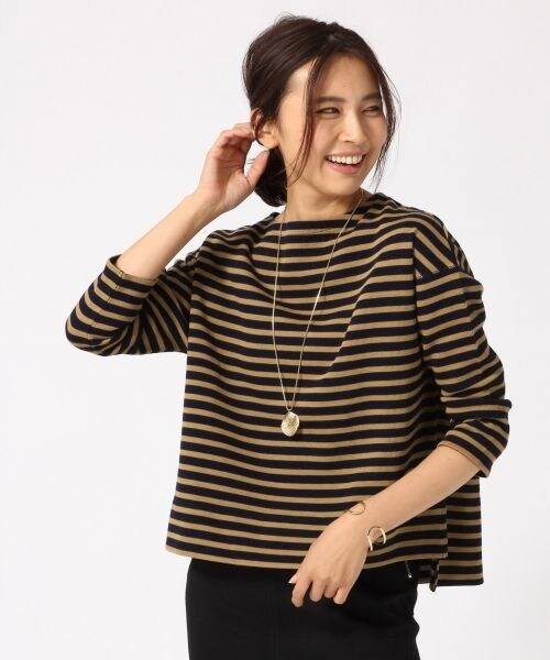 GLOBAL WORK(グローバルワーク)の「Wフェイスボーダ-プルオーバー長袖(トップス・ホワイトベース/ブラックベース/ブラウンベース)」の3枚目の写真