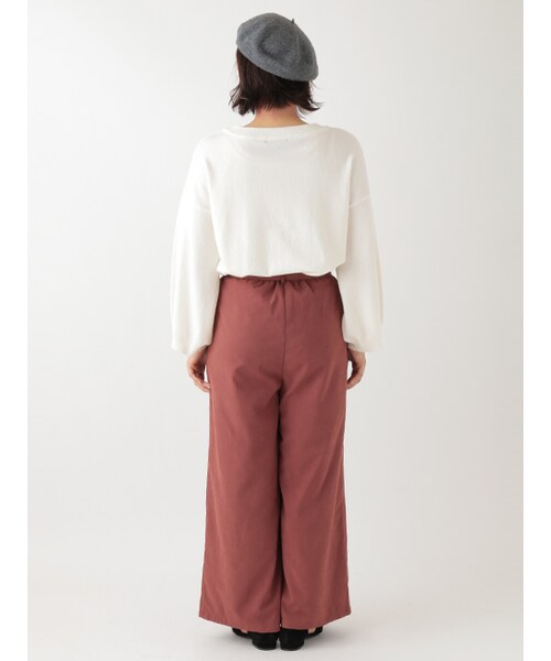 w closet（ダブルクローゼット）の「リボン付タック入りワイドパンツ（パンツ・レディース・マスタード/スモークレッド/ブラック・FREE）」の6枚目の写真