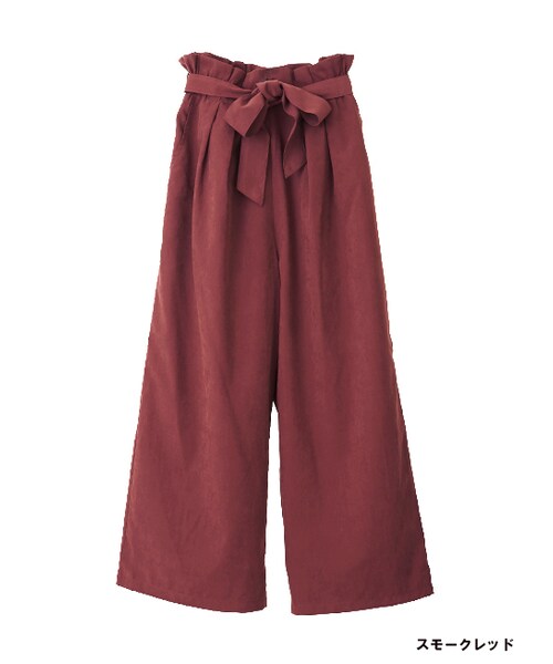 w closet（ダブルクローゼット）の「リボン付タック入りワイドパンツ（パンツ・レディース・マスタード/スモークレッド/ブラック・FREE）」の3枚目の写真