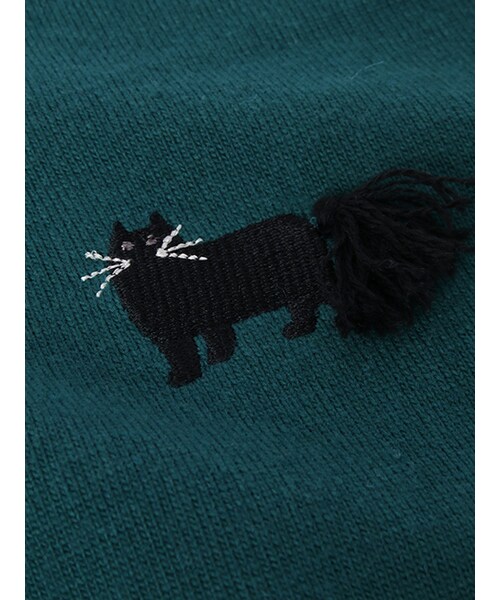 w closet（ダブルクローゼット）の「ネコ刺繍Vネックプルオーバー（トップス・レディース・オフホワイト/グリーン/ブラック・FREE）」の10枚目の写真