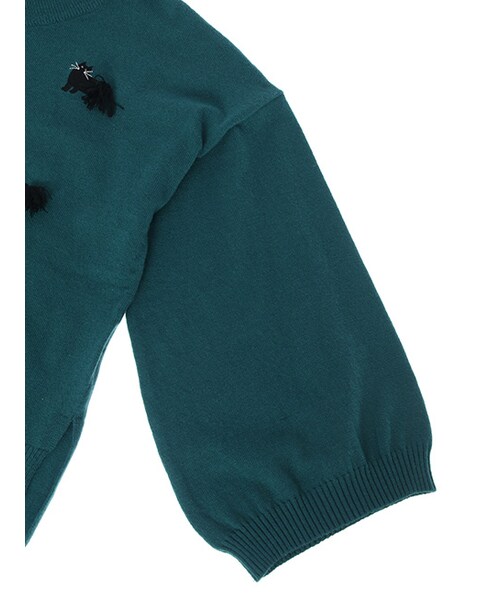 w closet（ダブルクローゼット）の「ネコ刺繍Vネックプルオーバー（トップス・レディース・オフホワイト/グリーン/ブラック・FREE）」の8枚目の写真