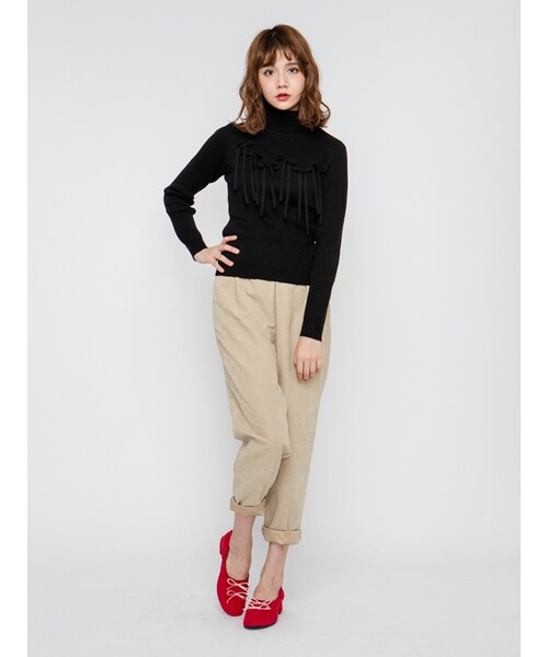 merry jenny(メリージェニー)の「タッセルテーパードパンツ(パンツ・レディース・ピンク/イエロー/アイスブルー/ベージュ・F)」の8枚目の写真
