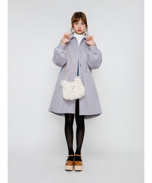 merry jenny(メリージェニー)の「ステンカラーAラインコート(ジャケット/アウター・レディース・グレー/ブラック/ピンク/ミントグリーン・F)」の8枚目の写真