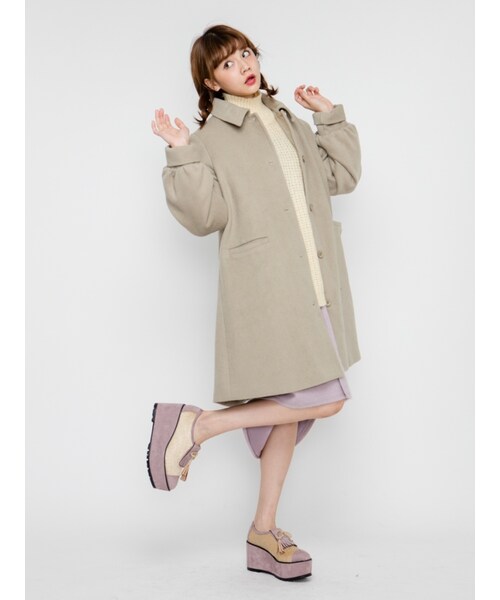 merry jenny(メリージェニー)の「ステンカラーAラインコート(ジャケット/アウター・レディース・グレー/ブラック/ピンク/ミントグリーン・F)」の9枚目の写真