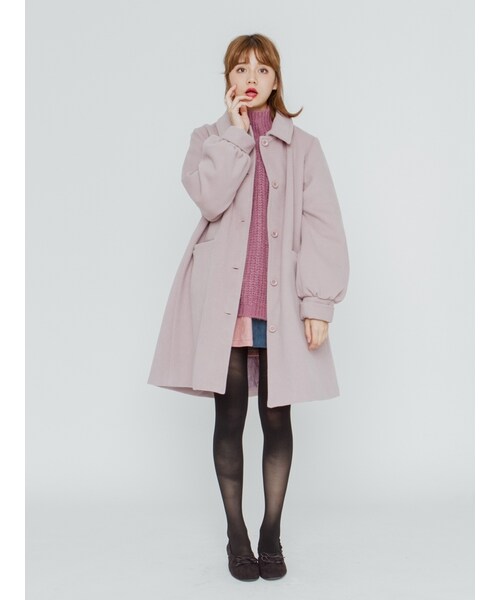 merry jenny(メリージェニー)の「ステンカラーAラインコート(ジャケット/アウター・レディース・グレー/ブラック/ピンク/ミントグリーン・F)」の10枚目の写真