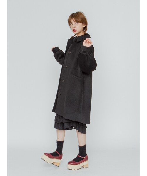 merry jenny(メリージェニー)の「ステンカラーAラインコート(ジャケット/アウター・レディース・グレー/ブラック/ピンク/ミントグリーン・F)」の7枚目の写真