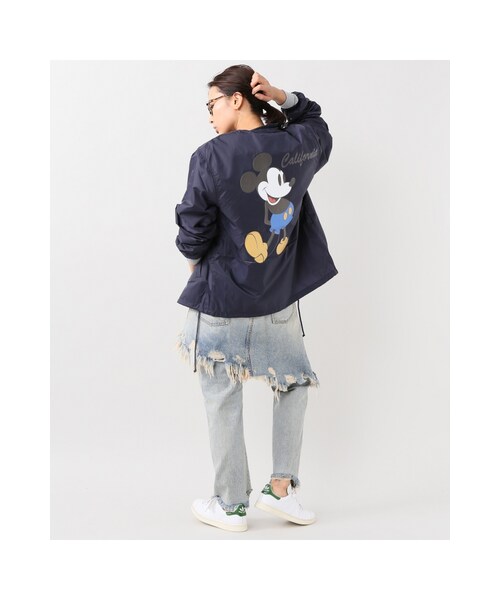 JOURNAL STANDARD（ジャーナルスタンダード）の「Micky Mouse Coach Jacket（ジャケット/アウター・ネイビー/ピンク B・S）」の3枚目の写真