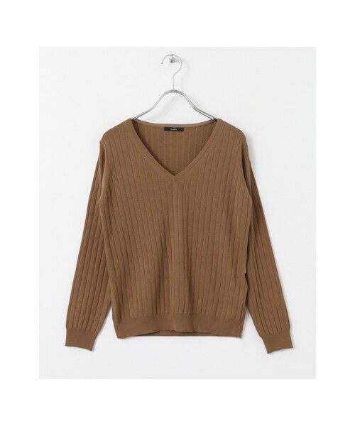 URBAN RESEARCH ROSSO WOMEN（アーバンリサーチ　ロッソ）の「ロロピアーナVネックリブプルオーバー（トップス・レディース・BORDEAUX/CAMEL/OFFWHITE・FREE）」の3枚目の写真