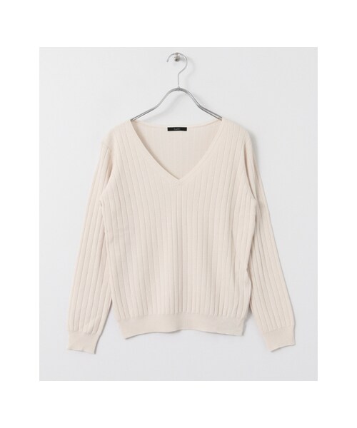 URBAN RESEARCH ROSSO WOMEN（アーバンリサーチ　ロッソ）の「ロロピアーナVネックリブプルオーバー（トップス・レディース・BORDEAUX/CAMEL/OFFWHITE・FREE）」の2枚目の写真
