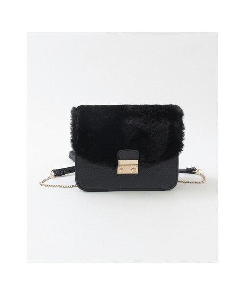 URBAN RESEARCH Sonny Label(アーバンリサーチサニーレーベル)の「【予約】フェイクファーフラップショルダーバッグ(バッグ・レディース・ブラック/レオパード柄/グレー・one)」の1枚目の写真