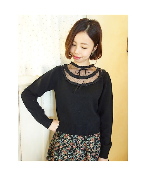 F i.n.t（フィント）の「ドットチュールヨークニットプルオーバー/F i.n.t（ニット/セーター・レディース・その他）」の3枚目の写真