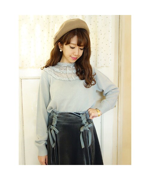 F i.n.t（フィント）の「ドットチュールヨークニットプルオーバー/F i.n.t（ニット/セーター・レディース・その他）」の2枚目の写真