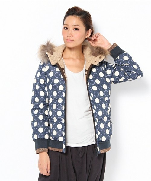 フラボア ドット ジャケット FRAPBOIS フラボア ネイビー ドット 水玉