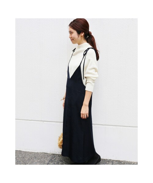 IENA（イエナ）の「《予約》リボンショルダーキャミソールワンピース◆（ワンピース/ドレス・ネイビー/サックスブルー/イエロー・36/38）」の4枚目の写真