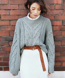DHOLIC | ワイドスリーブケーブルニットプルオーバー(ニット/セーター)