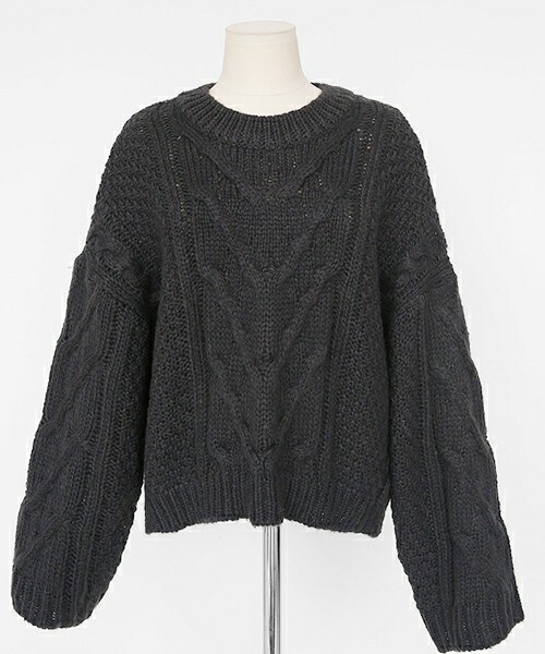 DHOLIC（ディーホリック）の「ワイドスリーブケーブルニットプルオーバー（ニット/セーター・レディース・ディープミント/ブラックグレー/アイボリー/ライトパープル・FREE）」の3枚目の写真