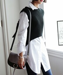 DHOLIC | アンバランスニットベスト&コットンシャツSET(その他トップス)