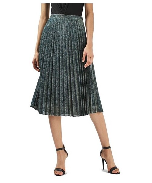 TOPSHOP（トップショップ）の「Topshop Glitter Pleated Midi Skirt（スカート・レディース・Green・Regular 10 US (fits like 10-12)/Regular 12 US (fits like 14)/Regular 2 US (fits like 0)/Regular 4 US (fits like 0-2)/Regular 6 US (fits like 2-4)/Regular 8 US (fits like 6-8)）」の2枚目の写真