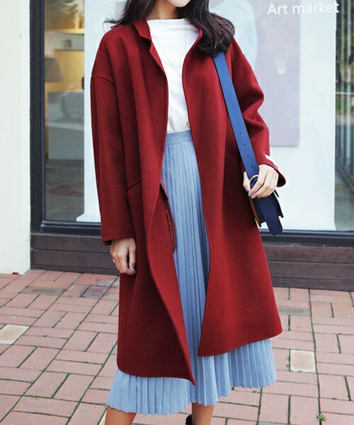 DHOLIC（ディーホリック）の「ウール混ハンドメイドオープンコート（ダウンジャケット/コート・レディース・グレー/マスタード/ワイン・FREE）」の3枚目の写真