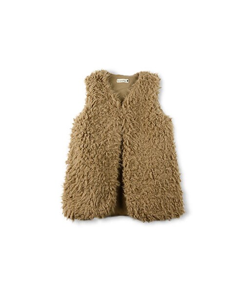 BRANSHES（ブランシェス）の「ミドル丈ボアベスト（ベスト・キッズ・オフホワイト/ブラウン・Ｓ～Ｍ）」の2枚目の写真