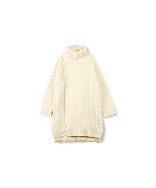 BRANSHES(ブランシェス)の「ハイネックニットワンピース(ワンピース・キッズ・アイボリー/ネイビーブルー・90~150)」の1枚目の写真