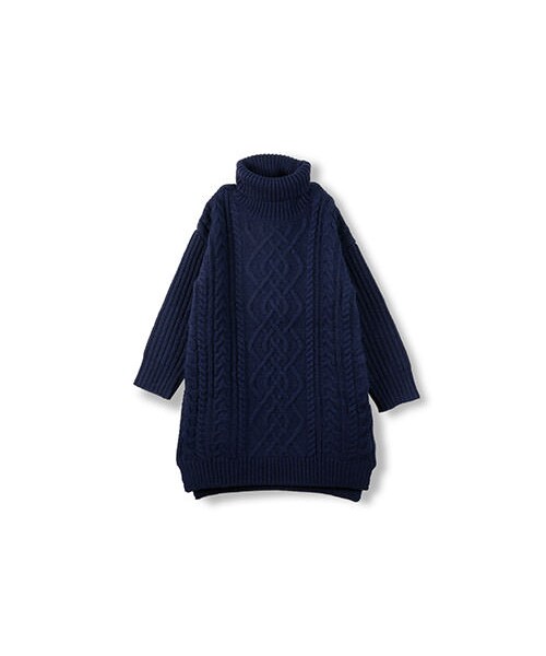 BRANSHES(ブランシェス)の「ハイネックニットワンピース(ワンピース・キッズ・アイボリー/ネイビーブルー・90~150)」の2枚目の写真