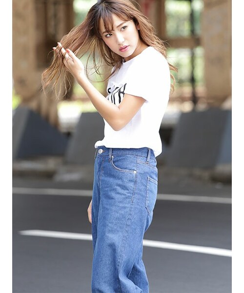 BACKS(バックス)の「ライトデニムワイドPT(デニムパンツ・レディース・ネイビー/ブルー・F)」の2枚目の写真