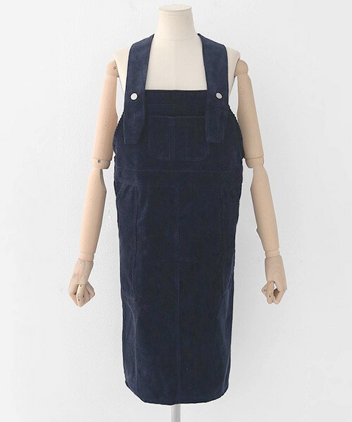 DHOLIC(ディーホリック)の「コーデュロイサロペットワンピース(ワンピース・レディース・ピンク/ネイビー/キャメル・FREE)」の3枚目の写真