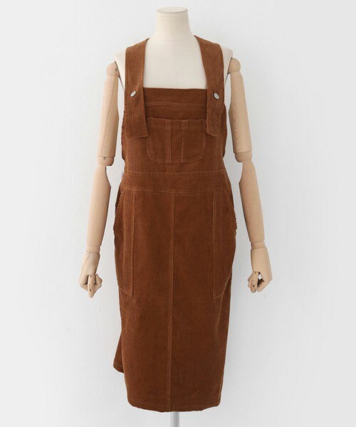 DHOLIC(ディーホリック)の「コーデュロイサロペットワンピース(ワンピース・レディース・ピンク/ネイビー/キャメル・FREE)」の2枚目の写真