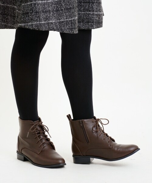 MAJESTIC LEGON(マジェスティックレゴン)の「【予約商品】レースアップショートブーツ(シューズ・レディース・D/ブラウン/ブラック・M/L)」の2枚目の写真