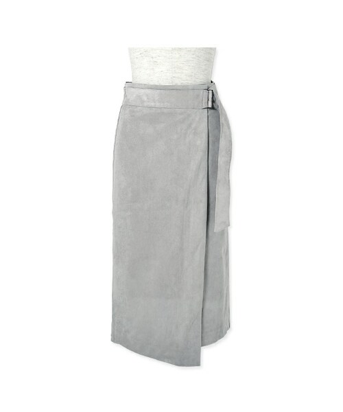 flower（フラワー）の「suede wrap skirt ～スエードラップスカート（スカート・レディース・brown/gray・FREE）」の2枚目の写真