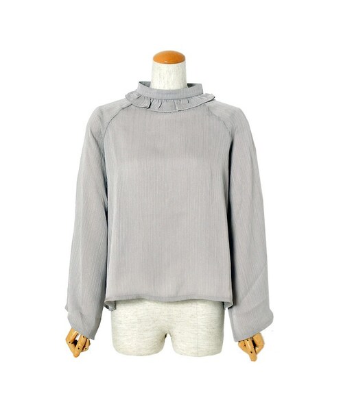 flower（フラワー）の「frill neck blouse ～フリルネックブラウス（シャツ/ブラウス・レディース・black/gray/brown・FREE）」の2枚目の写真
