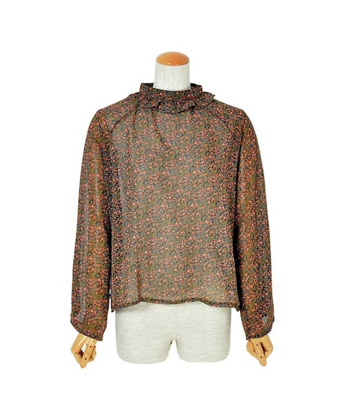 flower（フラワー）の「frill neck blouse ～フリルネックブラウス（シャツ/ブラウス・レディース・black/gray/brown・FREE）」の3枚目の写真