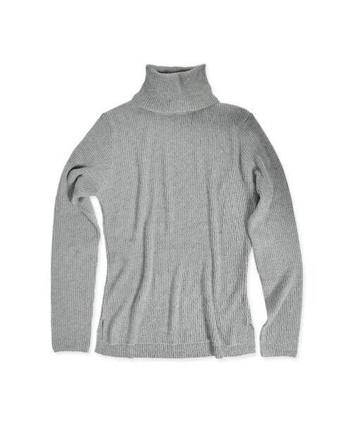 flower（フラワー）の「rib high neck PO ～ﾘﾌﾞﾊｲﾈｯｸﾌﾟﾙｵｰﾊﾞｰ（Tシャツ/カットソー・レディース・green/gray/brown・FREE）」の2枚目の写真