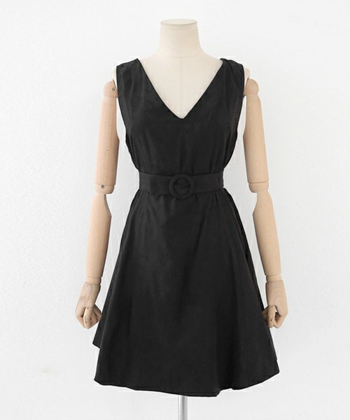 DHOLIC（ディーホリック）の「リングベルトSETスリーブレスフレアワンピース（ワンピース・レディース・チョコブラウン/ブラック・FREE）」の2枚目の写真