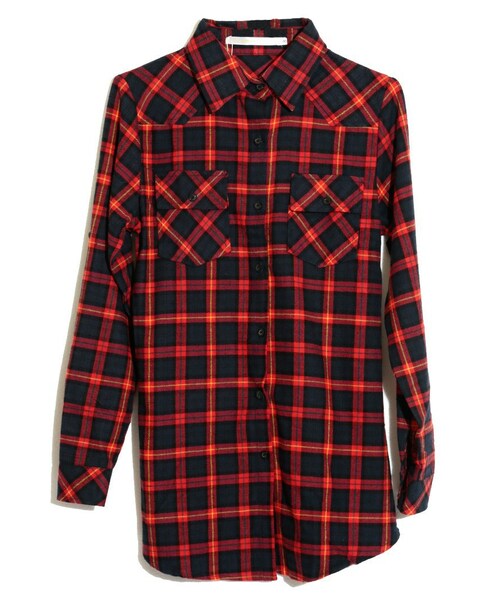 aimoha（アイモハ）の「Aラインチェックシャツチュニック（シャツ/ブラウス・レディース・グリーン/イエロー/ブラウン/ネイビー・S）」の3枚目の写真