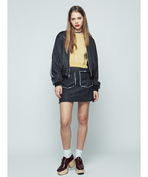 jouetie（ジュエティ）の「サテンリバーシブルMA-1（ジャケット/アウター・レディース・ブラック/ベビーピンク/ベージュ）」の4枚目の写真