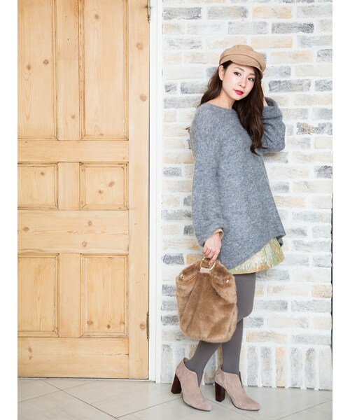 MERCURYDUO(マーキュリーデュオ)の「フェイクスエードSimpleキャスケット(帽子・レディース・ライトグレー/ブラック/キャメル・F)」の5枚目の写真