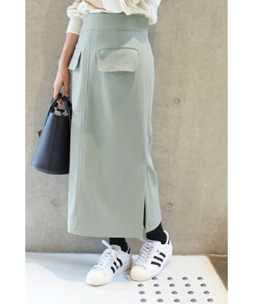 IENA（イエナ）の「メランジカルゼ タイトスカート◆（スカート・ベージュ/サックスブルー・34/36/38/40）」の2枚目の写真