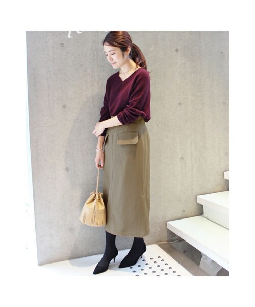 IENA（イエナ）の「メランジカルゼ タイトスカート◆（スカート・ベージュ/サックスブルー・34/36/38/40）」の3枚目の写真