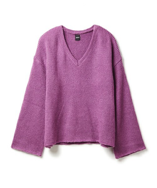 DRWCYS(ドロシーズ)の「モヘア混ルーズVネックニット(ニット/セーター・レディース・イエロー/アイボリー/ネイビー/パープル・M)」の4枚目の写真