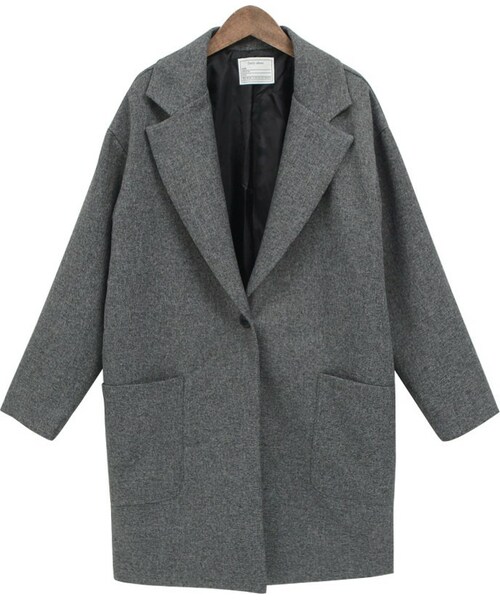 Dailyabout(デイリーアバウト)の「ビッグポケットミディアム丈シングルコート(P0000VTF)(ダウンジャケット/コート・レディース・グレー/ネイビー・FREE)」の1枚目の写真